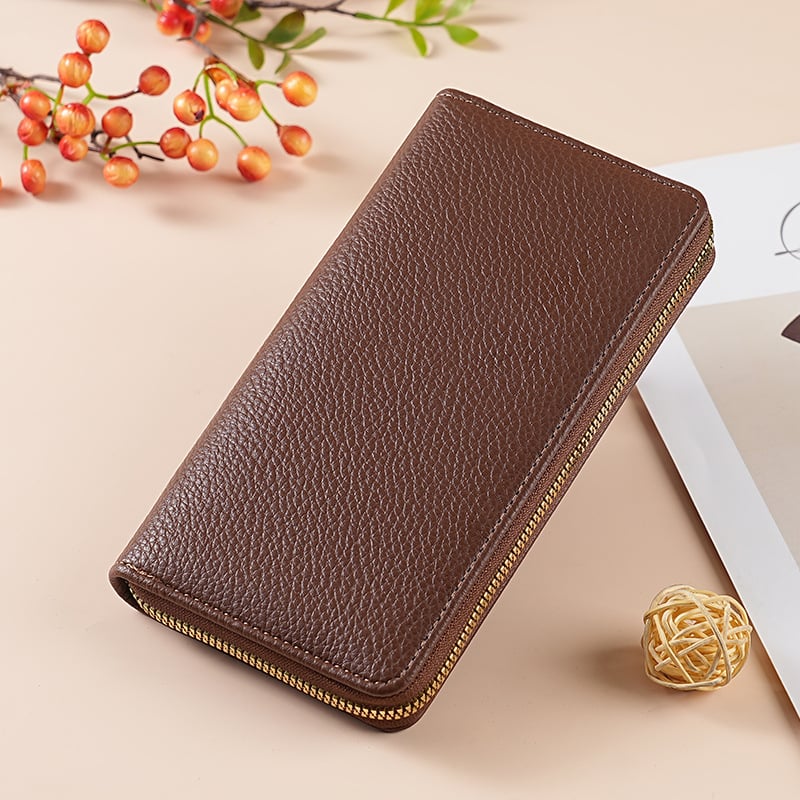 Portofel feminin din PU, textură piele granule (pebbled), capacitate mare, extensie, căptușală din piele sintetică, primăvara 2025