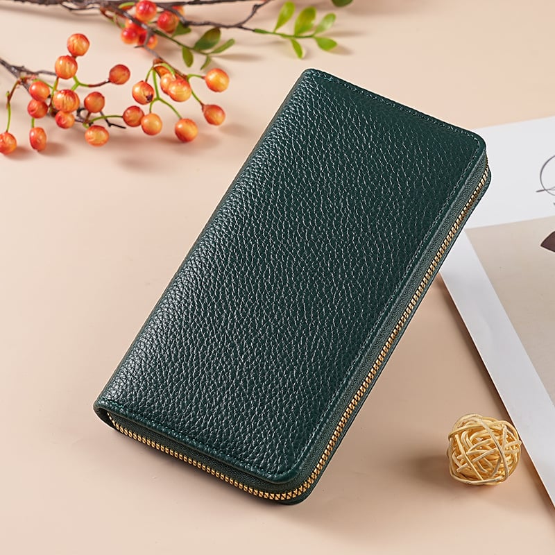 Portofel feminin din PU, textură piele granule (pebbled), capacitate mare, extensie, căptușală din piele sintetică, primăvara 2025