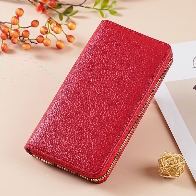 Portofel feminin din PU, textură piele granule (pebbled), capacitate mare, extensie, căptușală din piele sintetică, primăvara 2025