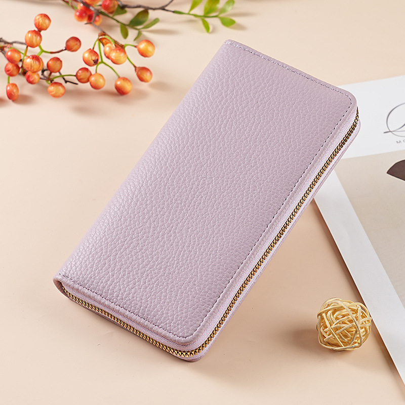 Portofel feminin din PU, textură piele granule (pebbled), capacitate mare, extensie, căptușală din piele sintetică, primăvara 2025