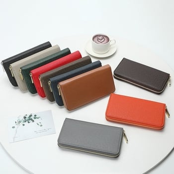 Hosszú záras férfi pénztárca, PU anyag, városi minimalista stílus, vízálló és kopásálló, belső szövet szintetikus bőrből, márka Suxin.niwei