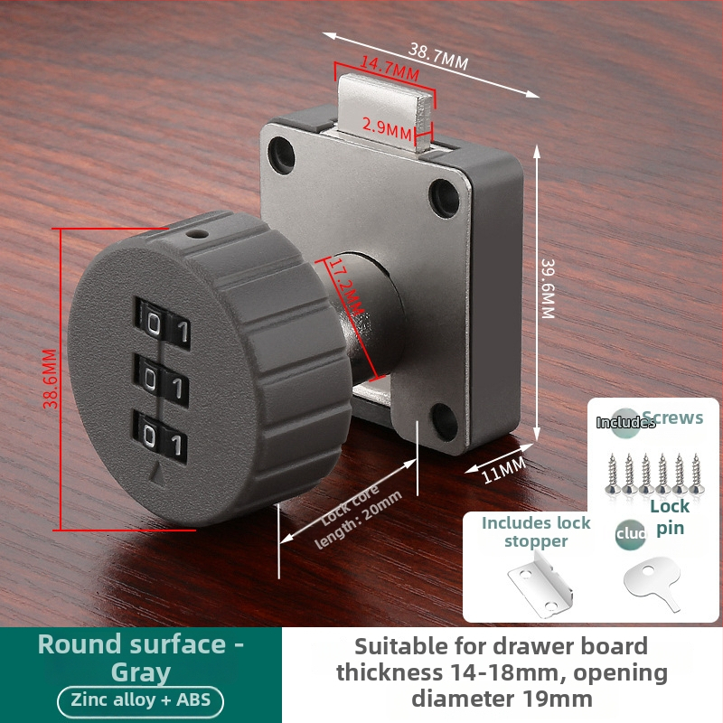 Κλειδαριά με κωδικό για συρτάρια και ντουλάπια — υλικό: κράμα ψευδάργύρου + ABS; μοντέλο: κλειδαριά με κωδικό; εφαρμογή: συρτάρια, ντουλάπια, αρχεία; τύπος: αριθμητικός κωδικός; ξεκλείδωμα: με κωδικό