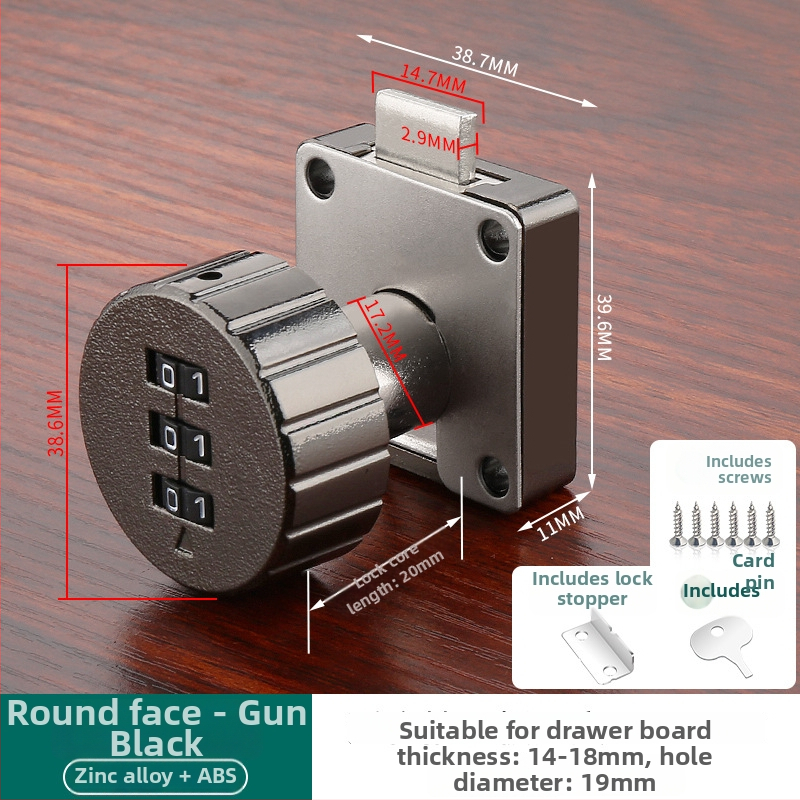 Κλειδαριά με κωδικό για συρτάρια και ντουλάπια — υλικό: κράμα ψευδάργύρου + ABS; μοντέλο: κλειδαριά με κωδικό; εφαρμογή: συρτάρια, ντουλάπια, αρχεία; τύπος: αριθμητικός κωδικός; ξεκλείδωμα: με κωδικό