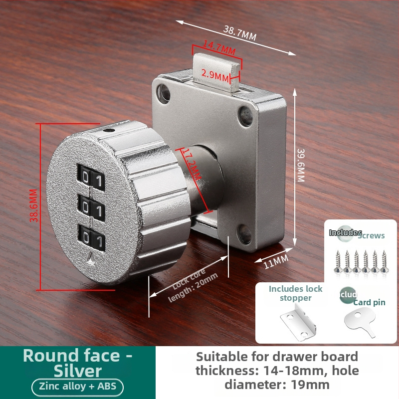 Κλειδαριά με κωδικό για συρτάρια και ντουλάπια — υλικό: κράμα ψευδάργύρου + ABS; μοντέλο: κλειδαριά με κωδικό; εφαρμογή: συρτάρια, ντουλάπια, αρχεία; τύπος: αριθμητικός κωδικός; ξεκλείδωμα: με κωδικό