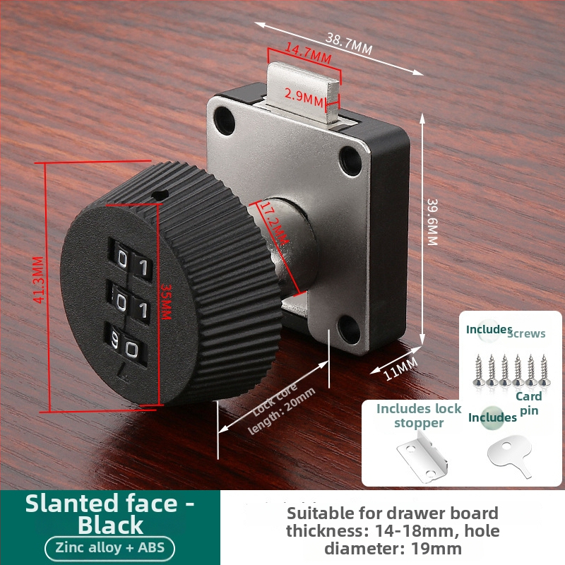 Κλειδαριά με κωδικό για συρτάρια και ντουλάπια — υλικό: κράμα ψευδάργύρου + ABS; μοντέλο: κλειδαριά με κωδικό; εφαρμογή: συρτάρια, ντουλάπια, αρχεία; τύπος: αριθμητικός κωδικός; ξεκλείδωμα: με κωδικό