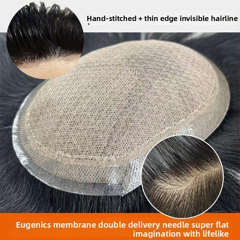 Férfi paróka – valós emberi haj, korona patch, zökkenőmentes hatás, természetes megjelenés, nem festhető