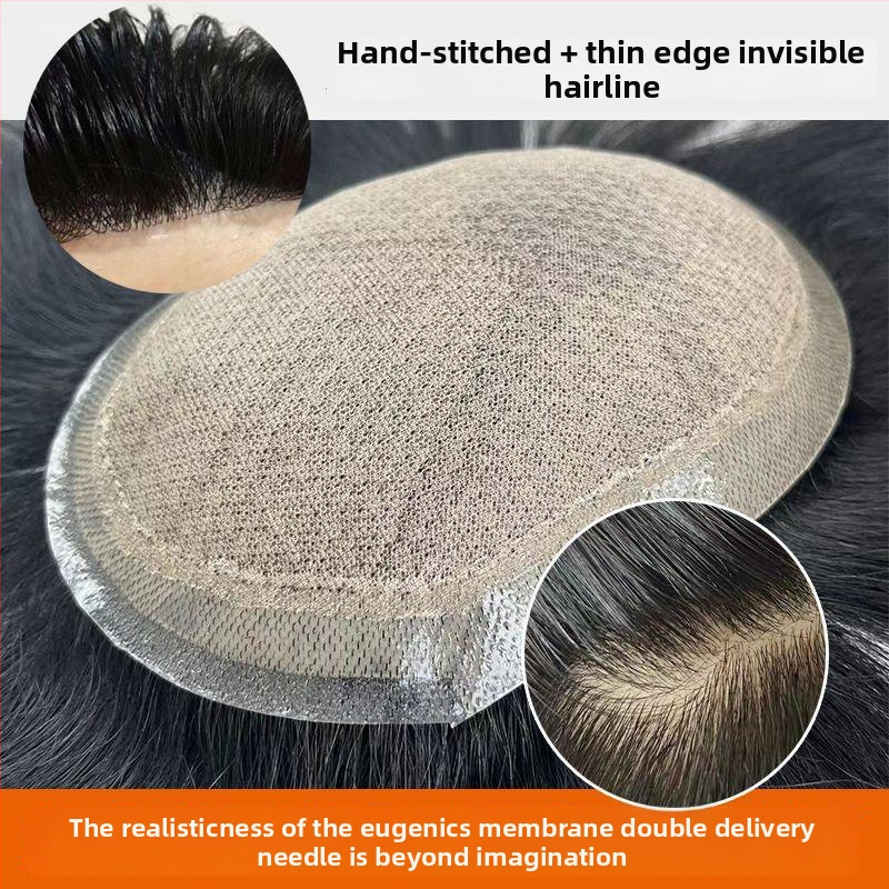 Férfi paróka – valós emberi haj, korona patch, zökkenőmentes hatás, természetes megjelenés, nem festhető