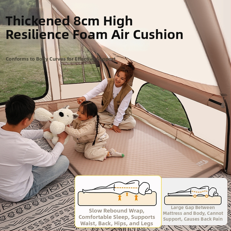 Φουσκωτό υπνόστρωμα για κάμπινγκ, για 1–2 άτομα, με χειροκίνητη αντλία αέρα, βάρος 1,25 kg, υλικά: 75D pongee + 190T πολυεστερική ταφτά