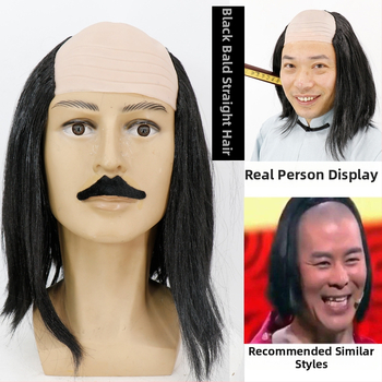 COS paróka kopasz kinézettel, modell 3737, mókás stílus, közepes hosszúságú haj, anyaga: K silk / P silk, alkalmas minden arcvonásra