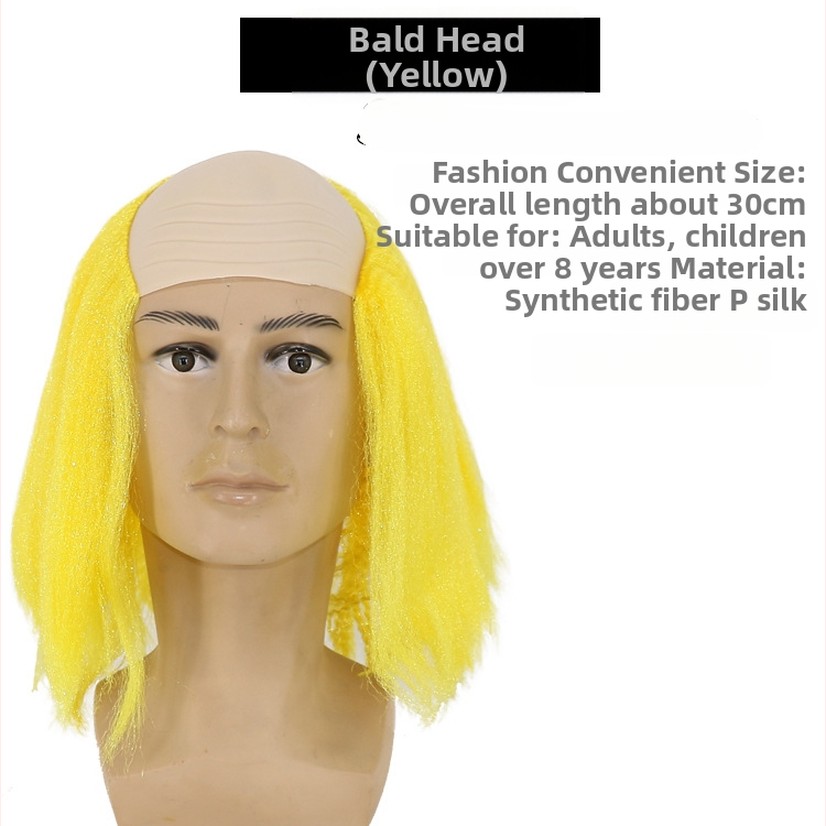 COS paróka kopasz kinézettel, modell 3737, mókás stílus, közepes hosszúságú haj, anyaga: K silk / P silk, alkalmas minden arcvonásra