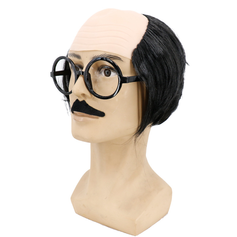 COS paróka kopasz kinézettel, modell 3737, mókás stílus, közepes hosszúságú haj, anyaga: K silk / P silk, alkalmas minden arcvonásra