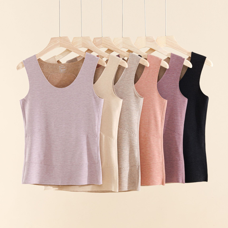 Vesta termică, amestec de cașmir (30–50% acrilic), grosime extra 301-350 g/m2, guler rotund, strat unic de bază