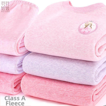 Σετ θερμικού εσωρούχου για κορίτσια, με φλίς επένδυση, από βαμβάκι, για τον χειμώνα, ηλικίες 3–8 ετών