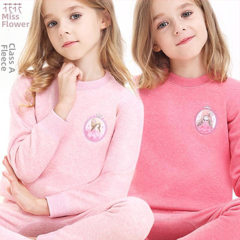 Σετ θερμικού εσωρούχου για κορίτσια, με φλίς επένδυση, από βαμβάκι, για τον χειμώνα, ηλικίες 3–8 ετών