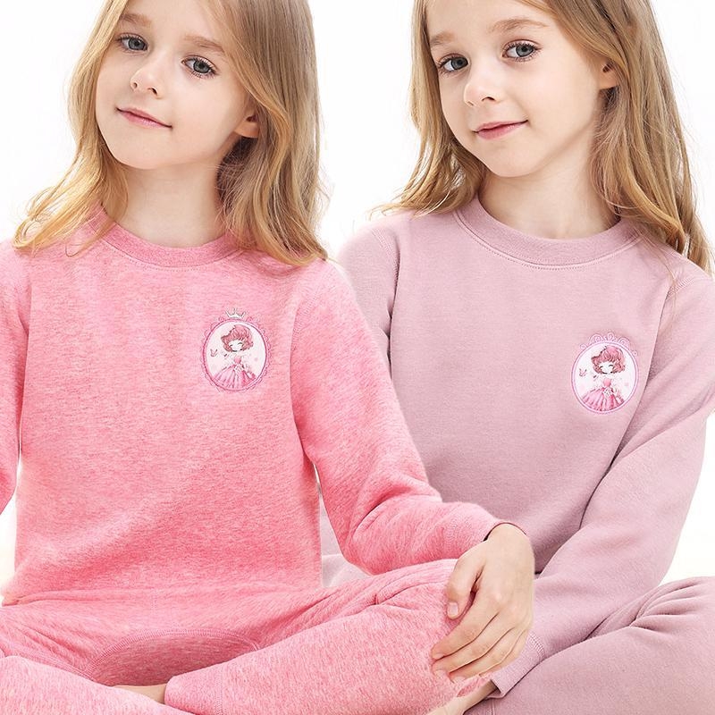 Σετ θερμικού εσωρούχου για κορίτσια, με φλίς επένδυση, από βαμβάκι, για τον χειμώνα, ηλικίες 3–8 ετών