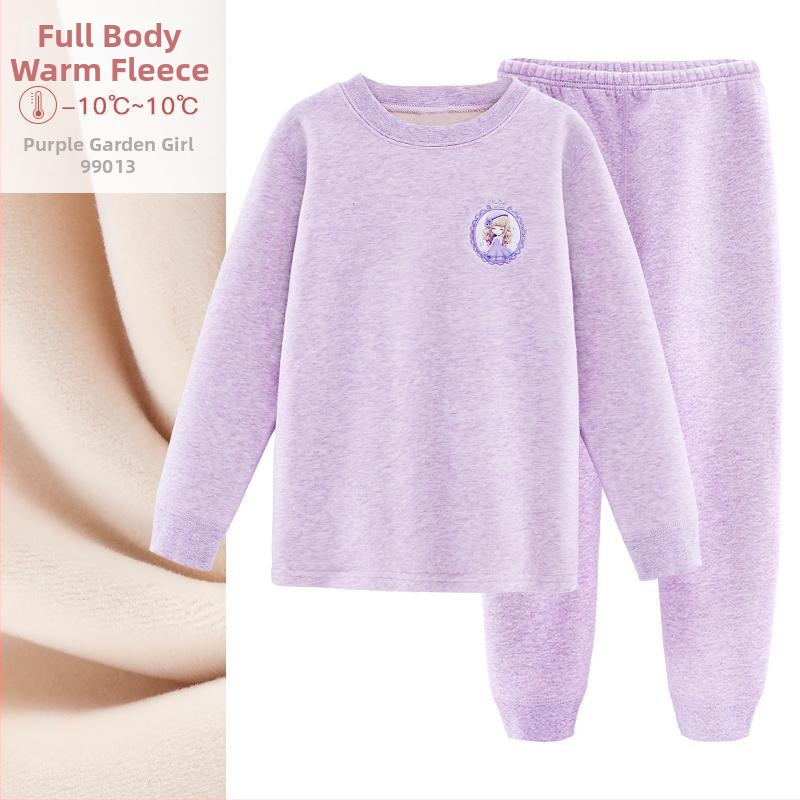 Σετ θερμικού εσωρούχου για κορίτσια, με φλίς επένδυση, από βαμβάκι, για τον χειμώνα, ηλικίες 3–8 ετών