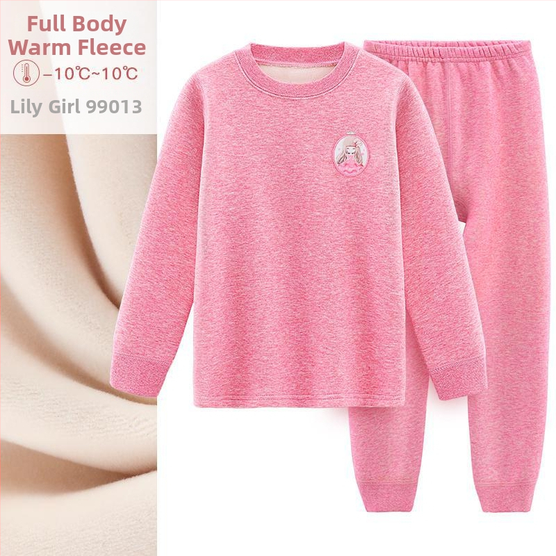 Σετ θερμικού εσωρούχου για κορίτσια, με φλίς επένδυση, από βαμβάκι, για τον χειμώνα, ηλικίες 3–8 ετών