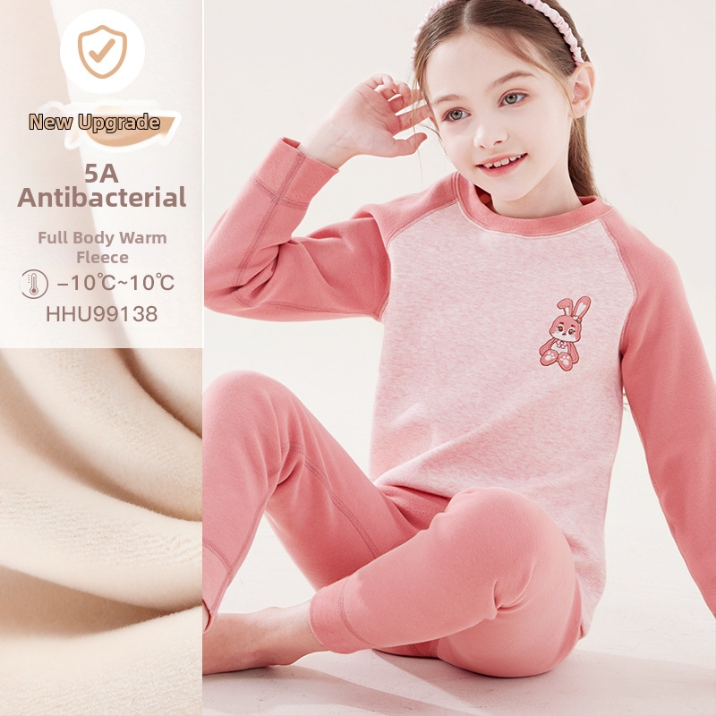 Σετ θερμικού εσωρούχου για κορίτσια, με φλίς επένδυση, από βαμβάκι, για τον χειμώνα, ηλικίες 3–8 ετών