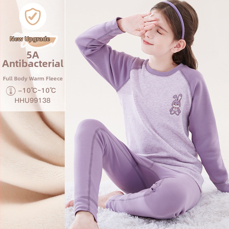 Σετ θερμικού εσωρούχου για κορίτσια, με φλίς επένδυση, από βαμβάκι, για τον χειμώνα, ηλικίες 3–8 ετών