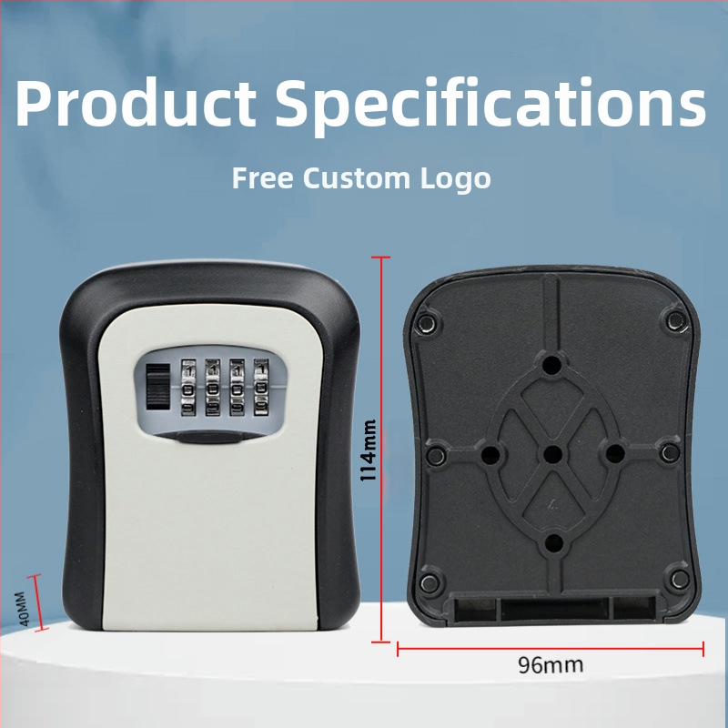 Stenu montovaná skrinka na kľúče s kódovým zámkom pre dvere proti krádeži — ABS hliníková zliatina, KC-108, hrúbka zámky 95 mm, vzdialenosť tyčí 95 mm