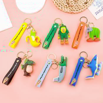 PVC kulcstartó – karikatúra figura Shanhaijing, ember bottal és cápa baba