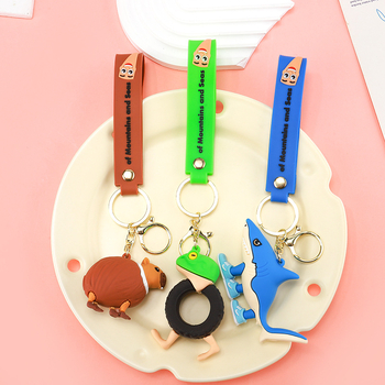 PVC kulcstartó – karikatúra figura Shanhaijing, ember bottal és cápa baba