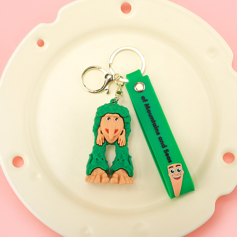 PVC kulcstartó – karikatúra figura Shanhaijing, ember bottal és cápa baba