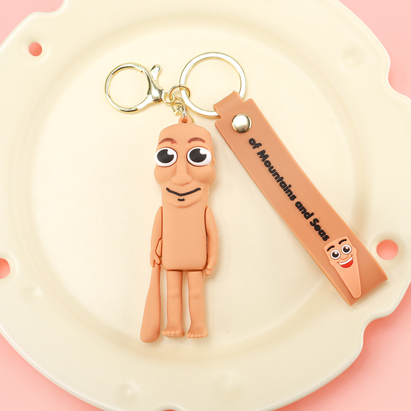 PVC kulcstartó – karikatúra figura Shanhaijing, ember bottal és cápa baba