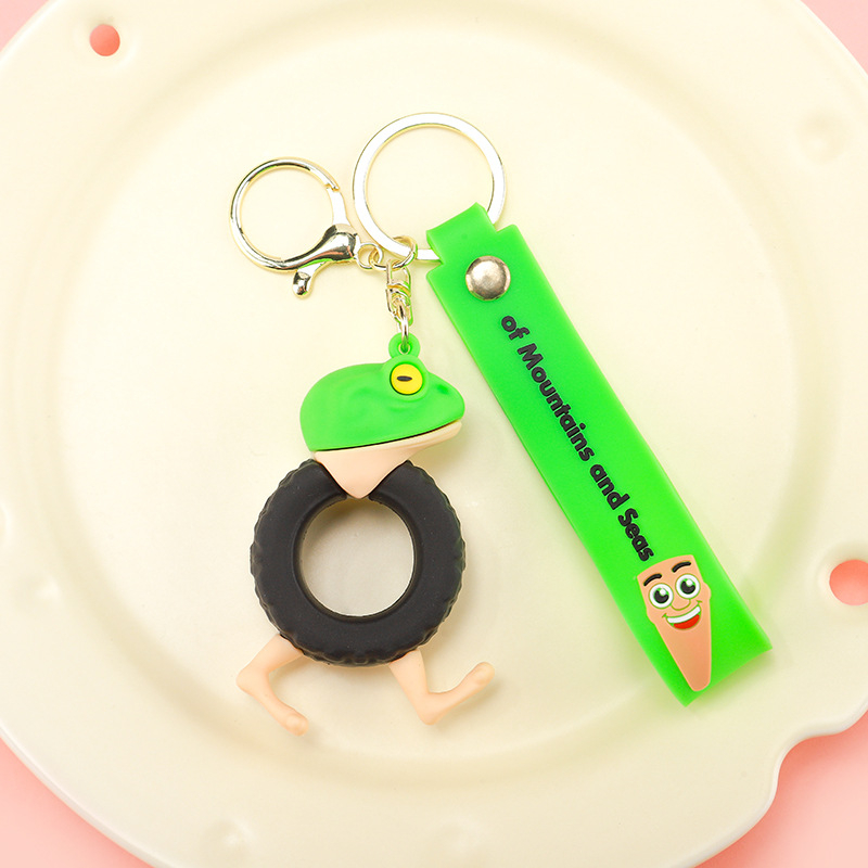 PVC kulcstartó – karikatúra figura Shanhaijing, ember bottal és cápa baba