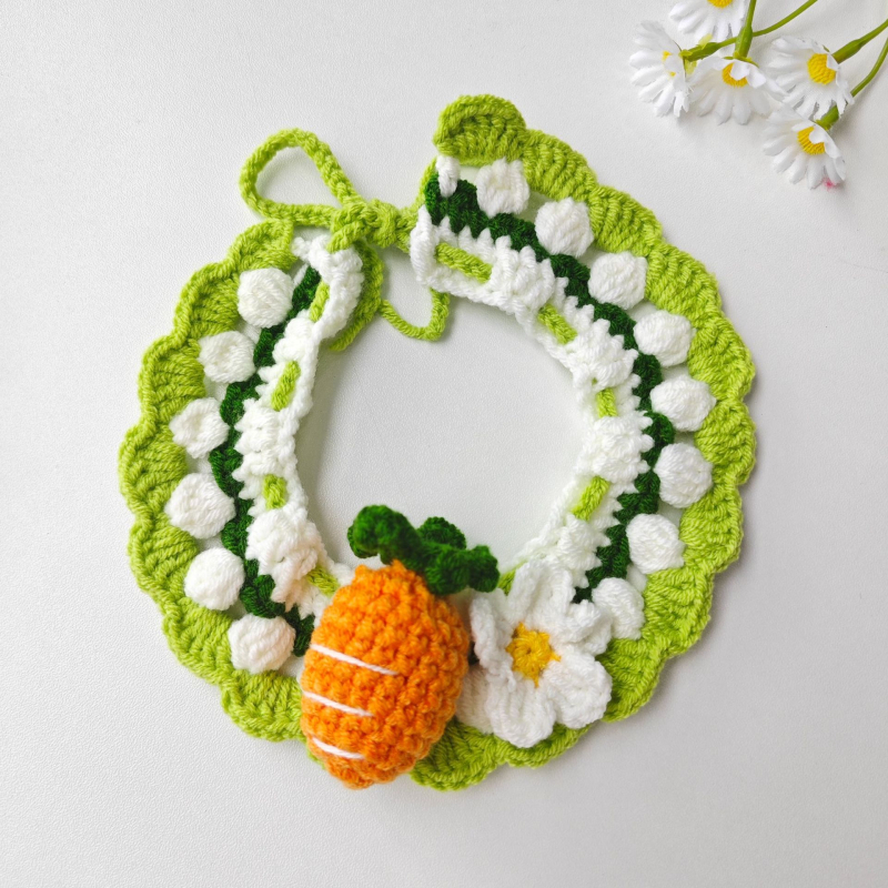 Γλυκό πλεκτό φουλάρι για κατοικίδια, με καρτούν μοτίβο, χειροποίητο πλέξιμο με βελονάκι από μαλλί, για σκύλους και γάτες, όλο τον χρόνο