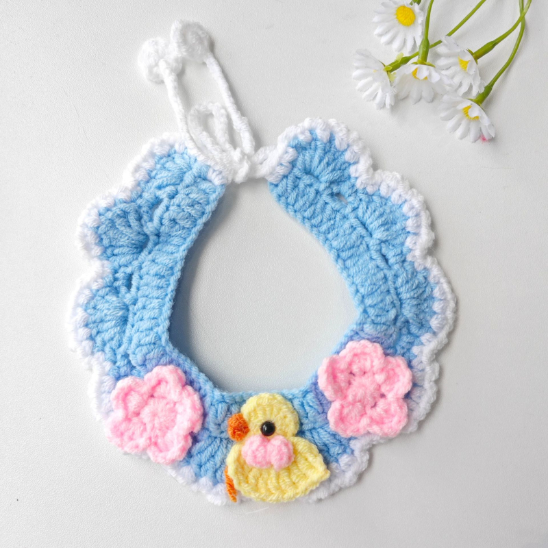 Γλυκό πλεκτό φουλάρι για κατοικίδια, με καρτούν μοτίβο, χειροποίητο πλέξιμο με βελονάκι από μαλλί, για σκύλους και γάτες, όλο τον χρόνο