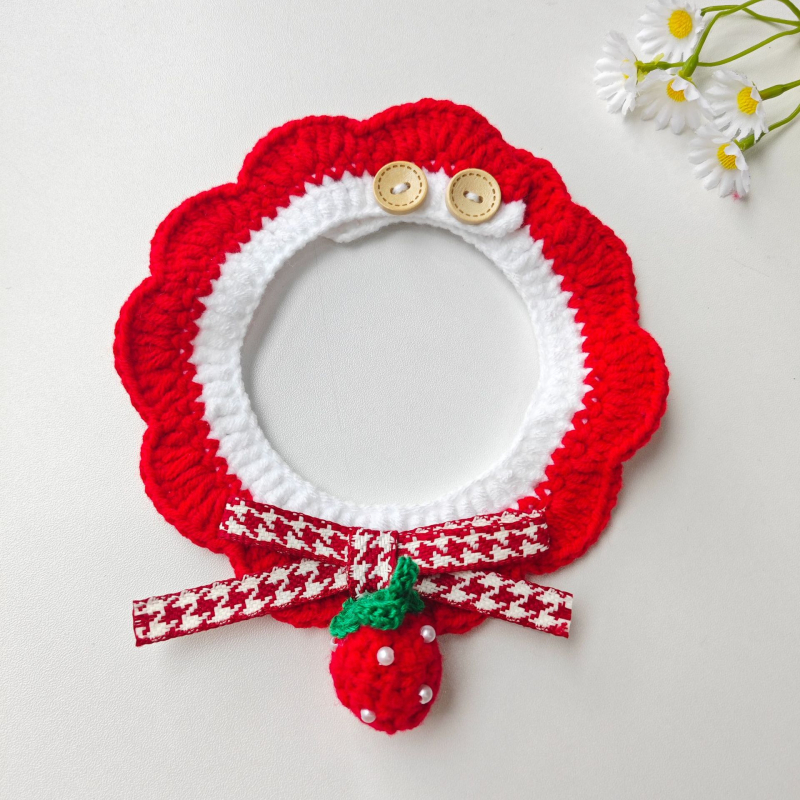 Γλυκό πλεκτό φουλάρι για κατοικίδια, με καρτούν μοτίβο, χειροποίητο πλέξιμο με βελονάκι από μαλλί, για σκύλους και γάτες, όλο τον χρόνο