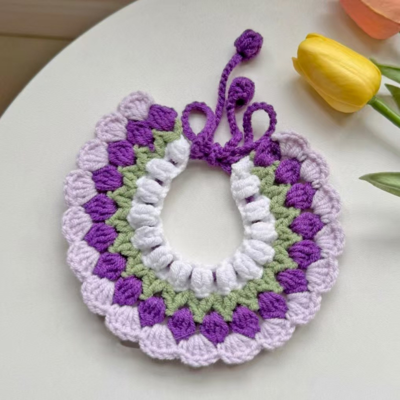 Γλυκό πλεκτό φουλάρι για κατοικίδια, με καρτούν μοτίβο, χειροποίητο πλέξιμο με βελονάκι από μαλλί, για σκύλους και γάτες, όλο τον χρόνο