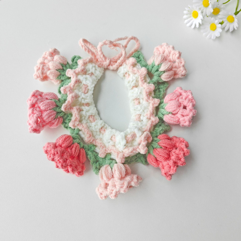 Γλυκό πλεκτό φουλάρι για κατοικίδια, με καρτούν μοτίβο, χειροποίητο πλέξιμο με βελονάκι από μαλλί, για σκύλους και γάτες, όλο τον χρόνο