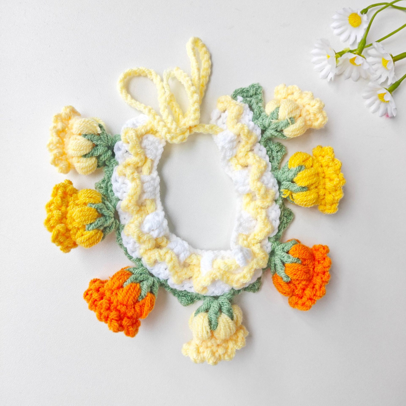 Γλυκό πλεκτό φουλάρι για κατοικίδια, με καρτούν μοτίβο, χειροποίητο πλέξιμο με βελονάκι από μαλλί, για σκύλους και γάτες, όλο τον χρόνο