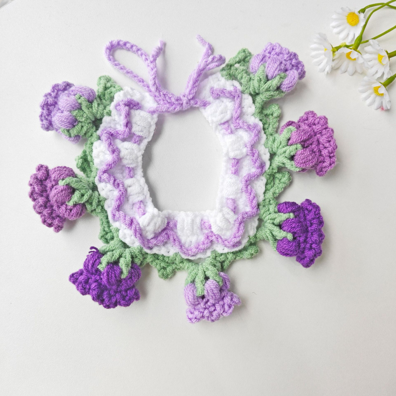 Γλυκό πλεκτό φουλάρι για κατοικίδια, με καρτούν μοτίβο, χειροποίητο πλέξιμο με βελονάκι από μαλλί, για σκύλους και γάτες, όλο τον χρόνο