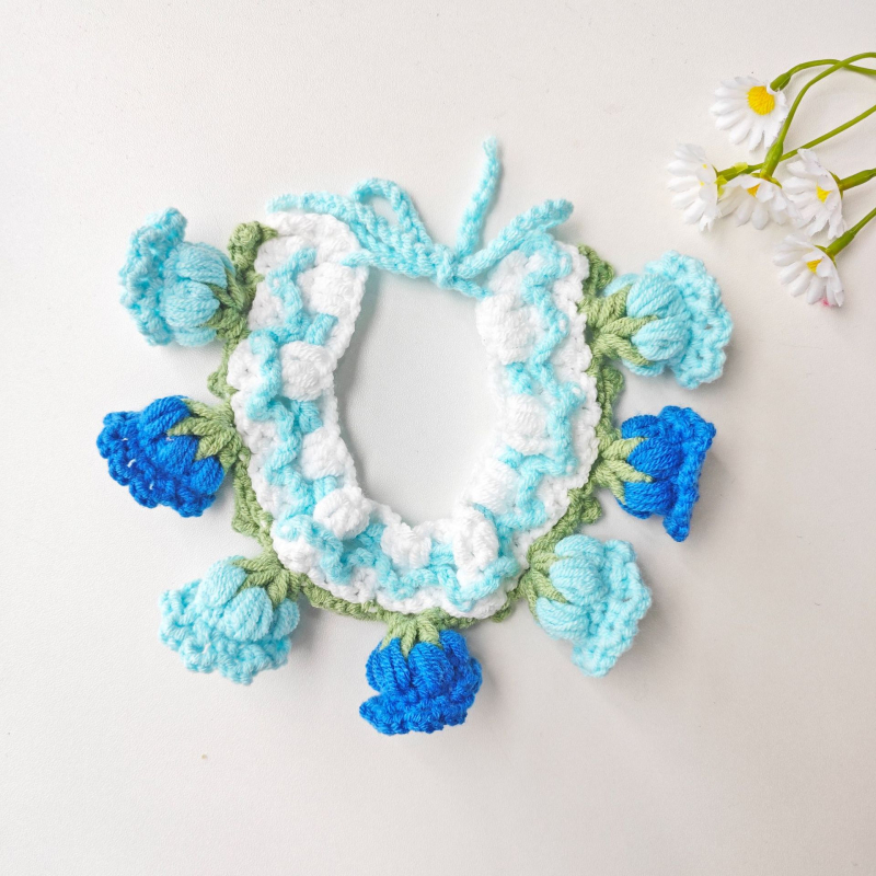 Γλυκό πλεκτό φουλάρι για κατοικίδια, με καρτούν μοτίβο, χειροποίητο πλέξιμο με βελονάκι από μαλλί, για σκύλους και γάτες, όλο τον χρόνο