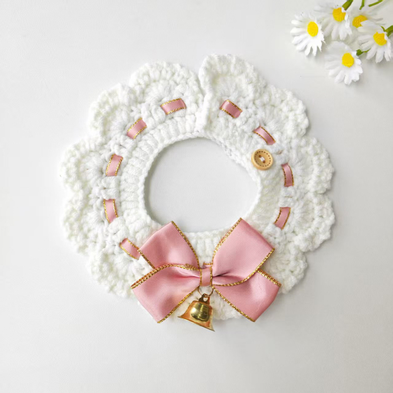 Γλυκό πλεκτό φουλάρι για κατοικίδια, με καρτούν μοτίβο, χειροποίητο πλέξιμο με βελονάκι από μαλλί, για σκύλους και γάτες, όλο τον χρόνο