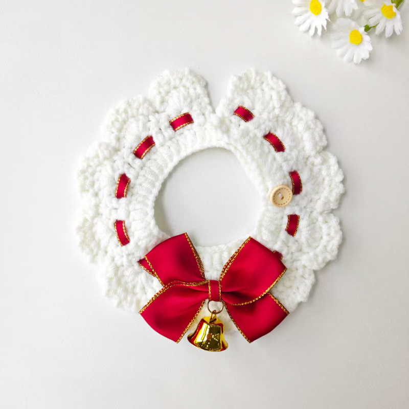 Γλυκό πλεκτό φουλάρι για κατοικίδια, με καρτούν μοτίβο, χειροποίητο πλέξιμο με βελονάκι από μαλλί, για σκύλους και γάτες, όλο τον χρόνο