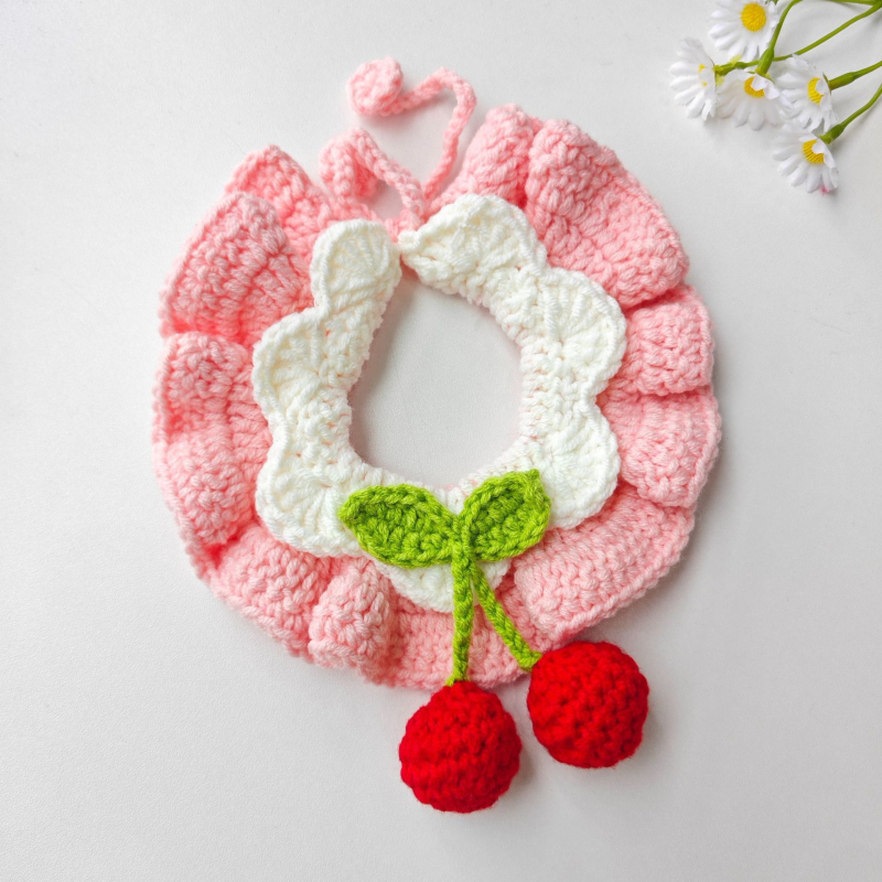 Γλυκό πλεκτό φουλάρι για κατοικίδια, με καρτούν μοτίβο, χειροποίητο πλέξιμο με βελονάκι από μαλλί, για σκύλους και γάτες, όλο τον χρόνο