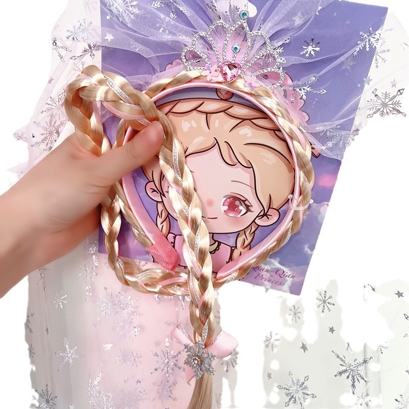 Gyerekeknek szánt paróka fonott fejkendő, műanyag/gyanta alapanyag, kockás minta, egyenként csomagolva, testreszabható