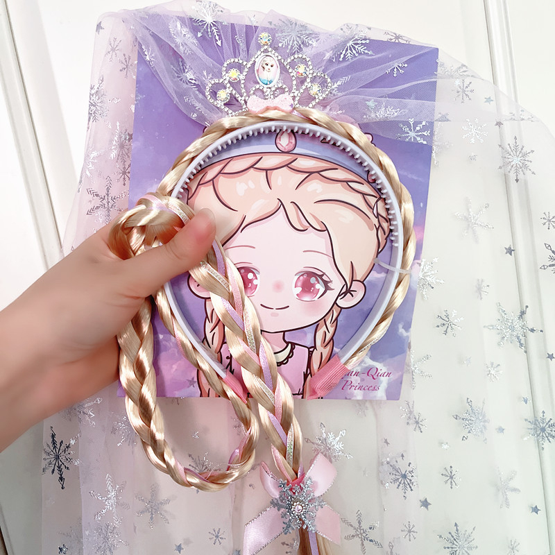 Gyerekeknek szánt paróka fonott fejkendő, műanyag/gyanta alapanyag, kockás minta, egyenként csomagolva, testreszabható