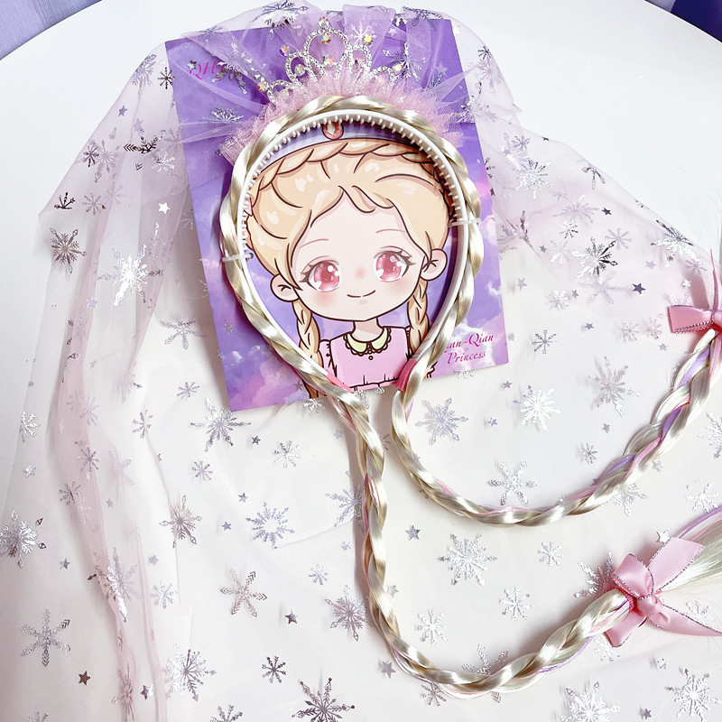 Gyerekeknek szánt paróka fonott fejkendő, műanyag/gyanta alapanyag, kockás minta, egyenként csomagolva, testreszabható