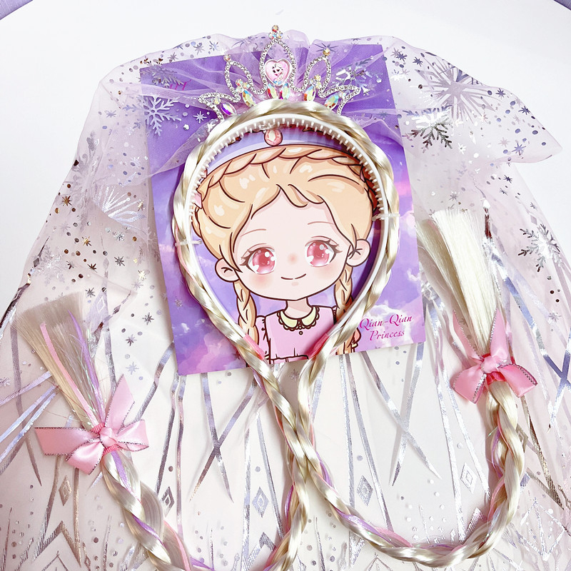 Gyerekeknek szánt paróka fonott fejkendő, műanyag/gyanta alapanyag, kockás minta, egyenként csomagolva, testreszabható