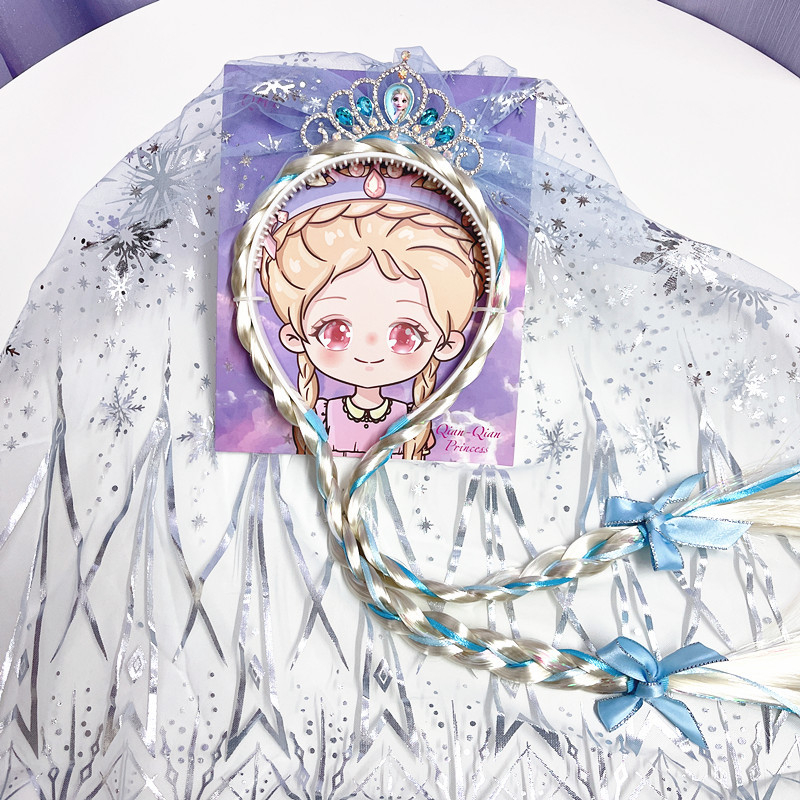 Gyerekeknek szánt paróka fonott fejkendő, műanyag/gyanta alapanyag, kockás minta, egyenként csomagolva, testreszabható