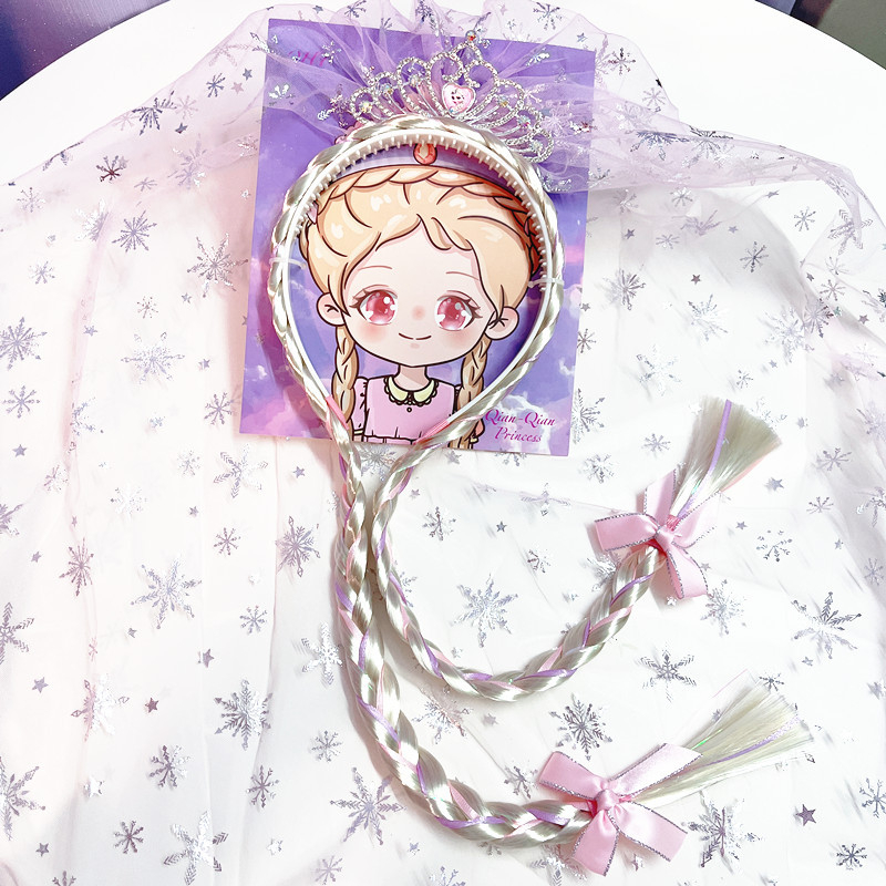 Gyerekeknek szánt paróka fonott fejkendő, műanyag/gyanta alapanyag, kockás minta, egyenként csomagolva, testreszabható