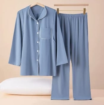 Σετ πιτζάμες από βαμβάκι για μητέρες με άνοιγμα θηλάσμου, σπίτι, μακριά μανίκια, παντελόνια, άνοιξη–φθινοπωρινός–χειμερινός, λεπτό