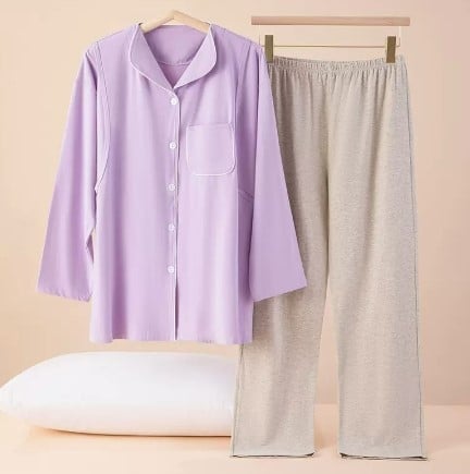 Σετ πιτζάμες από βαμβάκι για μητέρες με άνοιγμα θηλάσμου, σπίτι, μακριά μανίκια, παντελόνια, άνοιξη–φθινοπωρινός–χειμερινός, λεπτό
