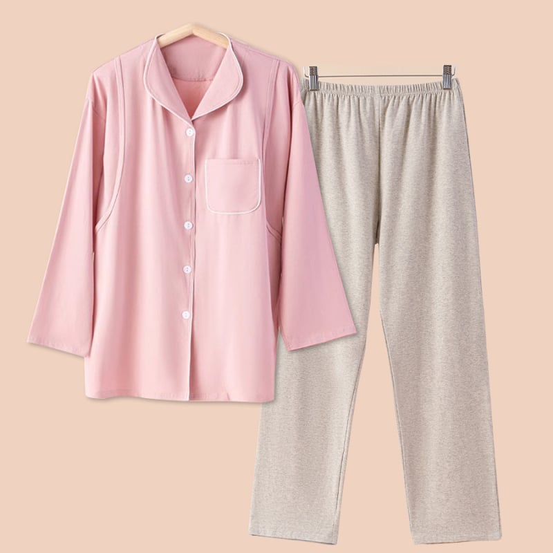 Σετ πιτζάμες από βαμβάκι για μητέρες με άνοιγμα θηλάσμου, σπίτι, μακριά μανίκια, παντελόνια, άνοιξη–φθινοπωρινός–χειμερινός, λεπτό