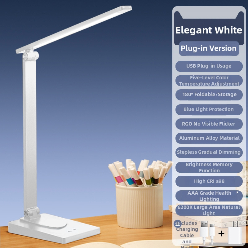 Λάμπα γραφείου LED με προστασία ματιών, κράμα αλουμινίου, τροφοδοσία USB, αφής, νυχτερινό φως, κατάλληλη για εστίες φοιτητών και υπνοδωμάτια